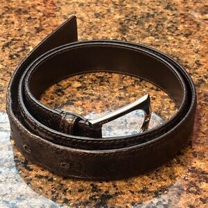 Black Leather Belt with Silver Buckle